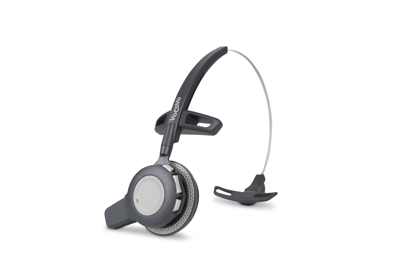 Studio photograph of headset product, shot on a plain white background, ensuring that the product stands out