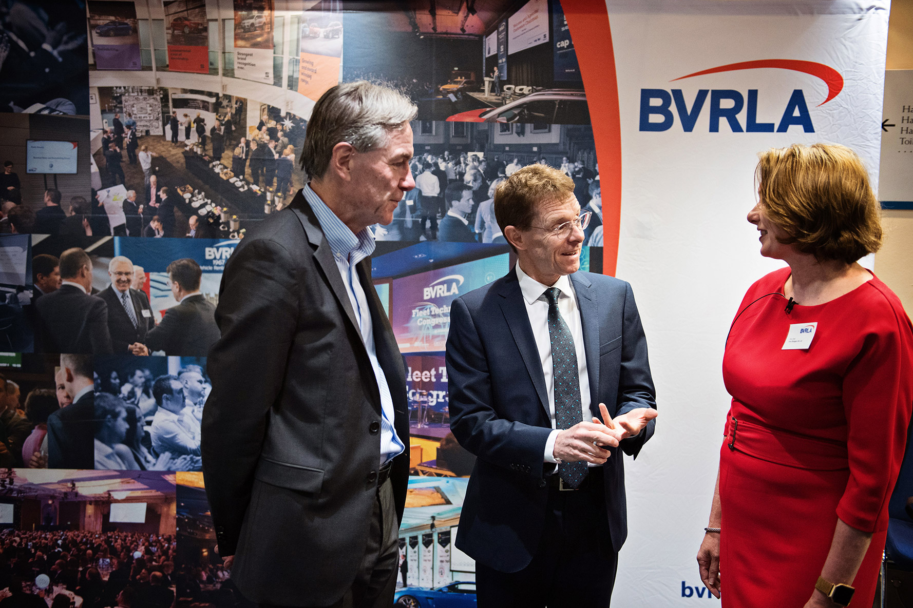 Mayor of Birmingham, Andy Street talking to BVRLA Chair and Chief Executive. 