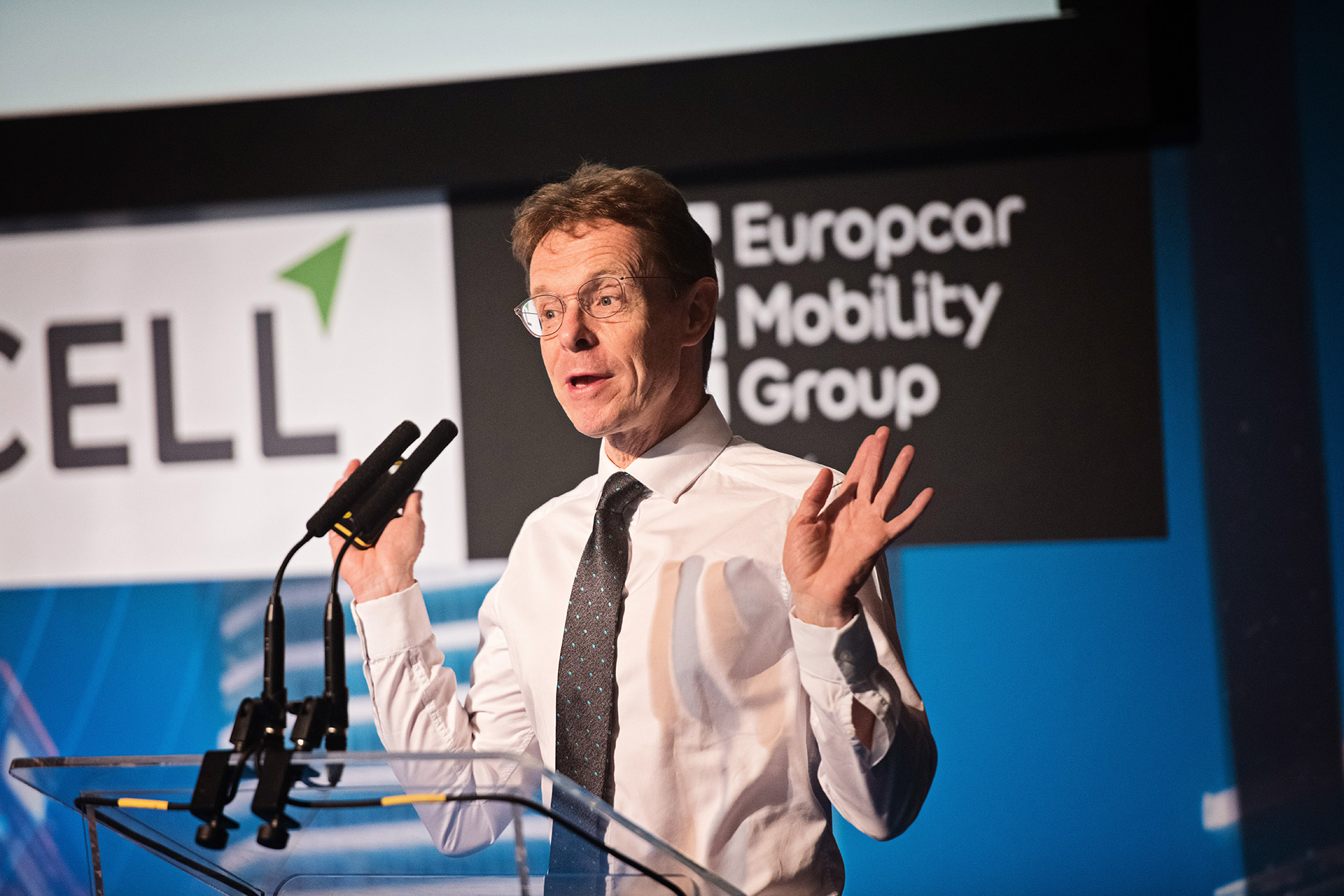 Mayor of Birmingham Andy Street talking at the BVRLA's mobility conference at the ICC