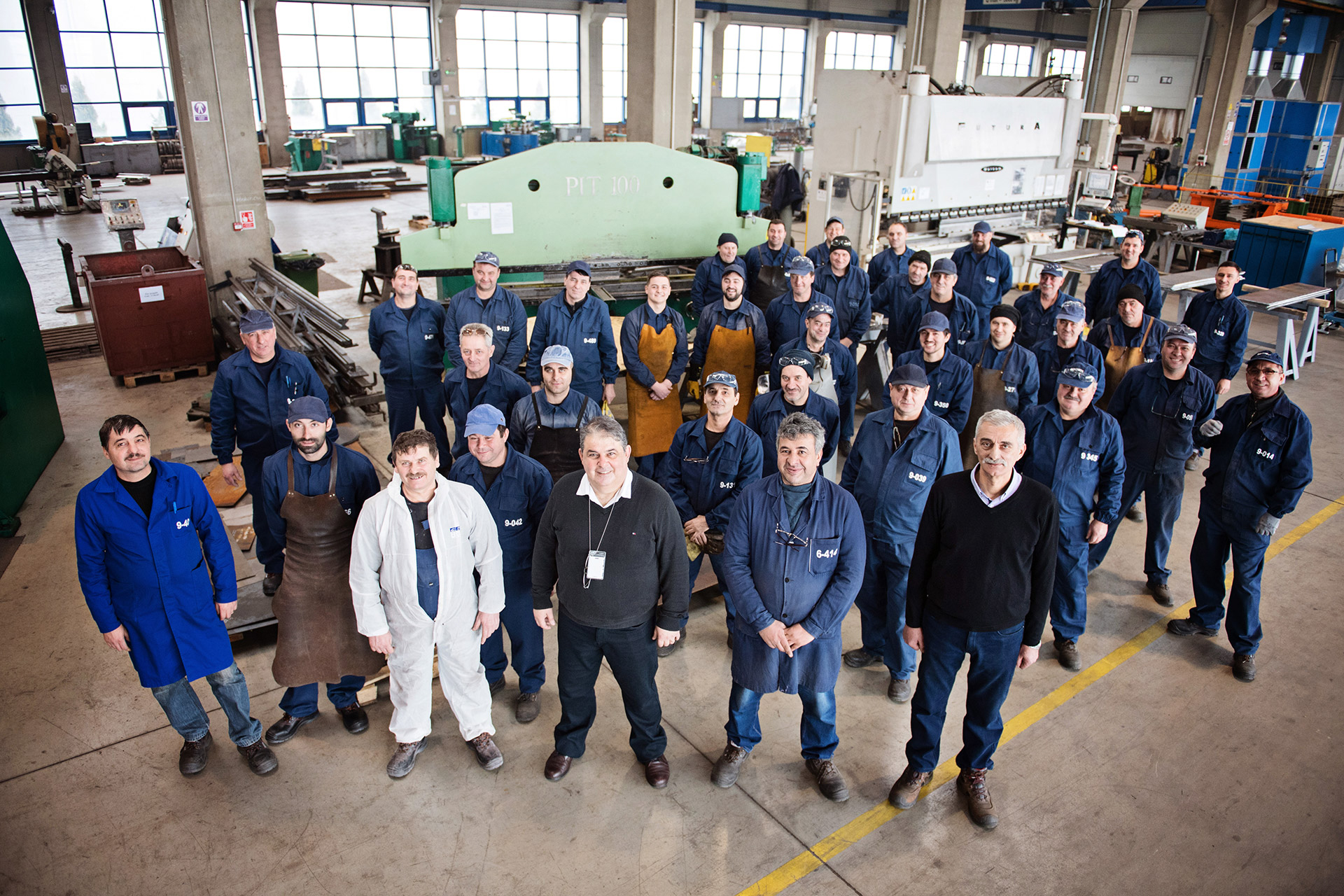 team photograph for engineering factory in Romania