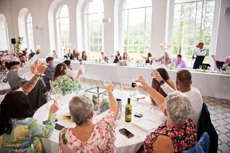Natural colour wide view image taken during the wedding speeches.
