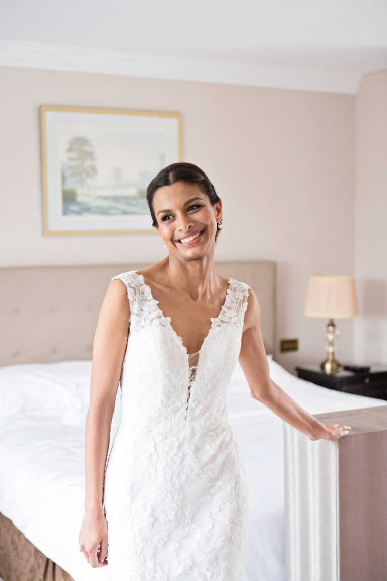 Bride in her wedding dress.