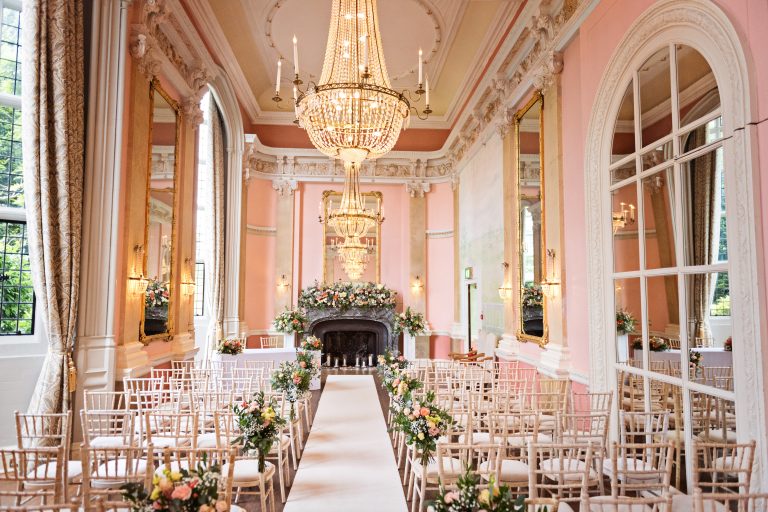 Elegant wedding set up for Danesfield House Hotel and Spa.