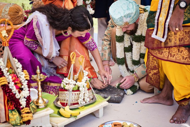 Hindu ceremony details at North Mymms Park, candidly photographed by Blooming Photography.