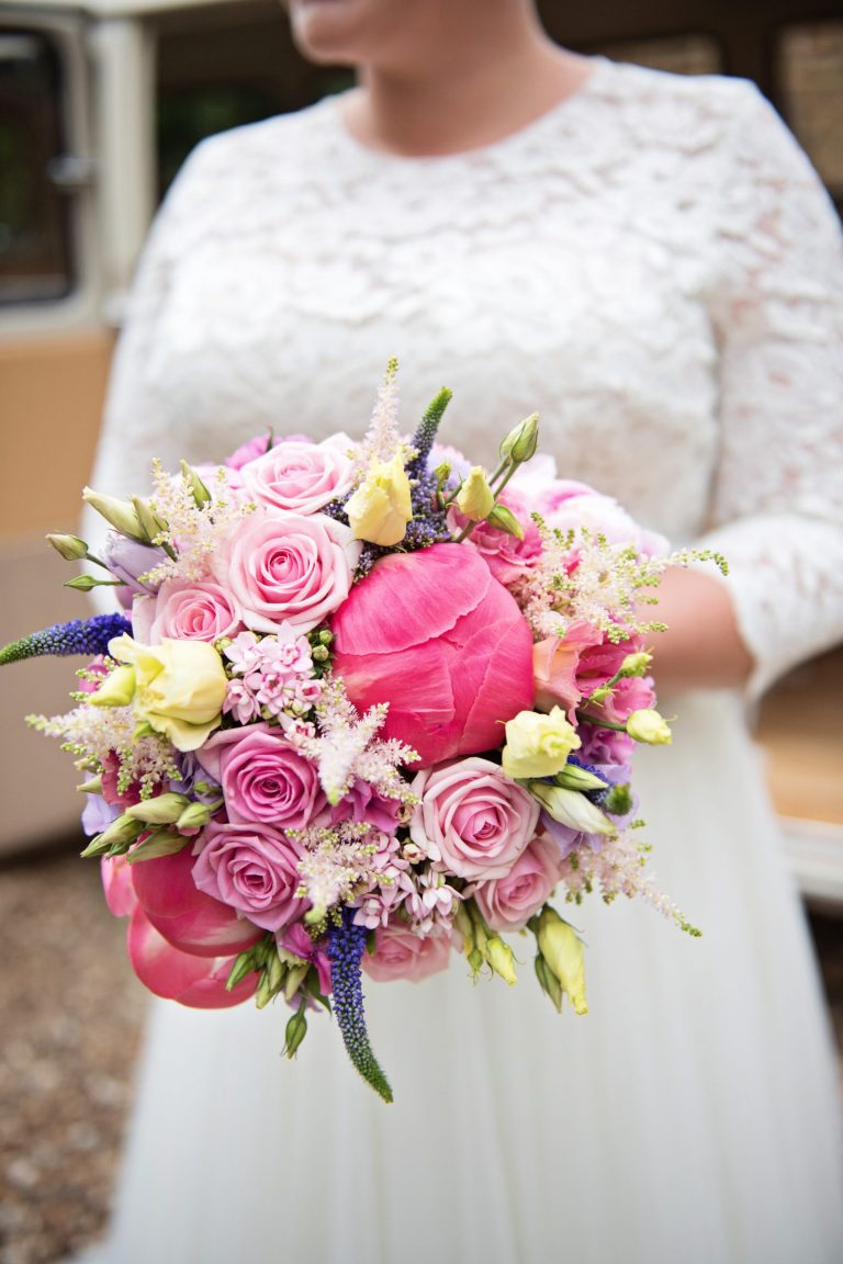 Close up of a flower wedding bouquet.