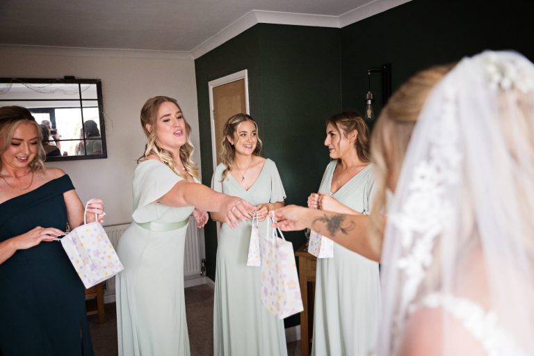 bridesmaids get their wedding gifts from the bride