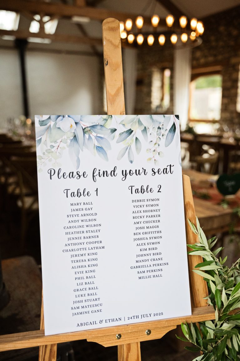 A please find your seat wedding sign