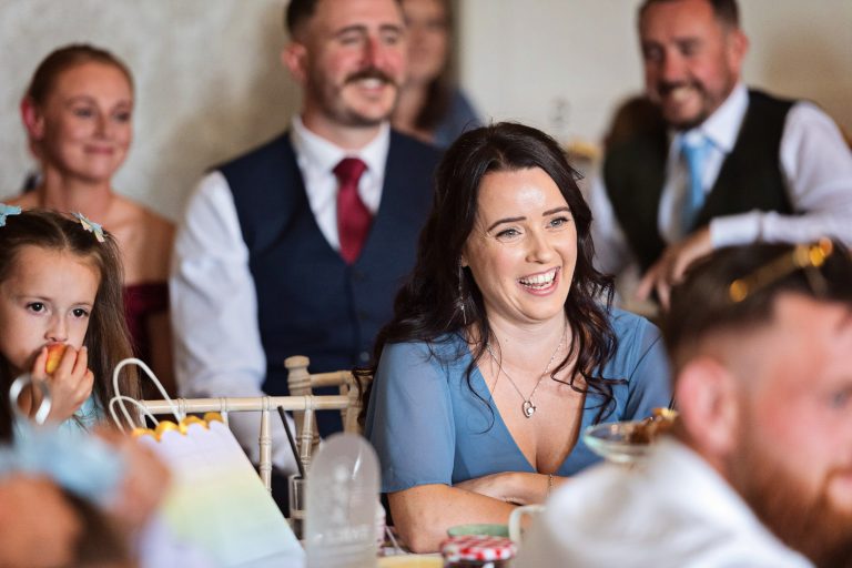 Homme House wedding venue in Herefordshire with guests listening to the speeches.