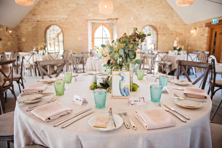 Wedding breakfast layout at Calcot Manor
