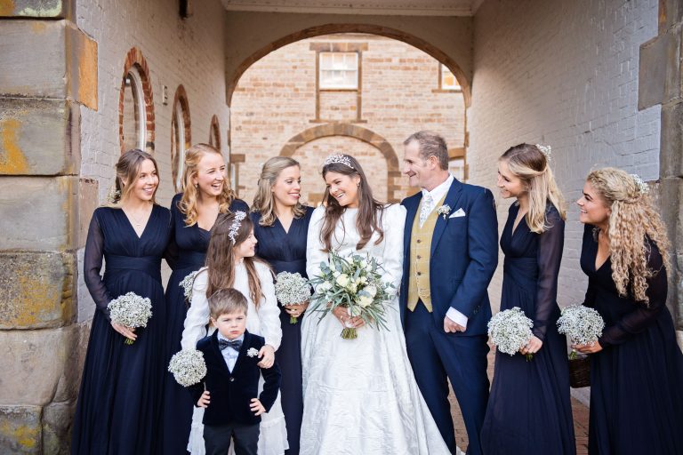 Team bride gather before the wedding ceremony.