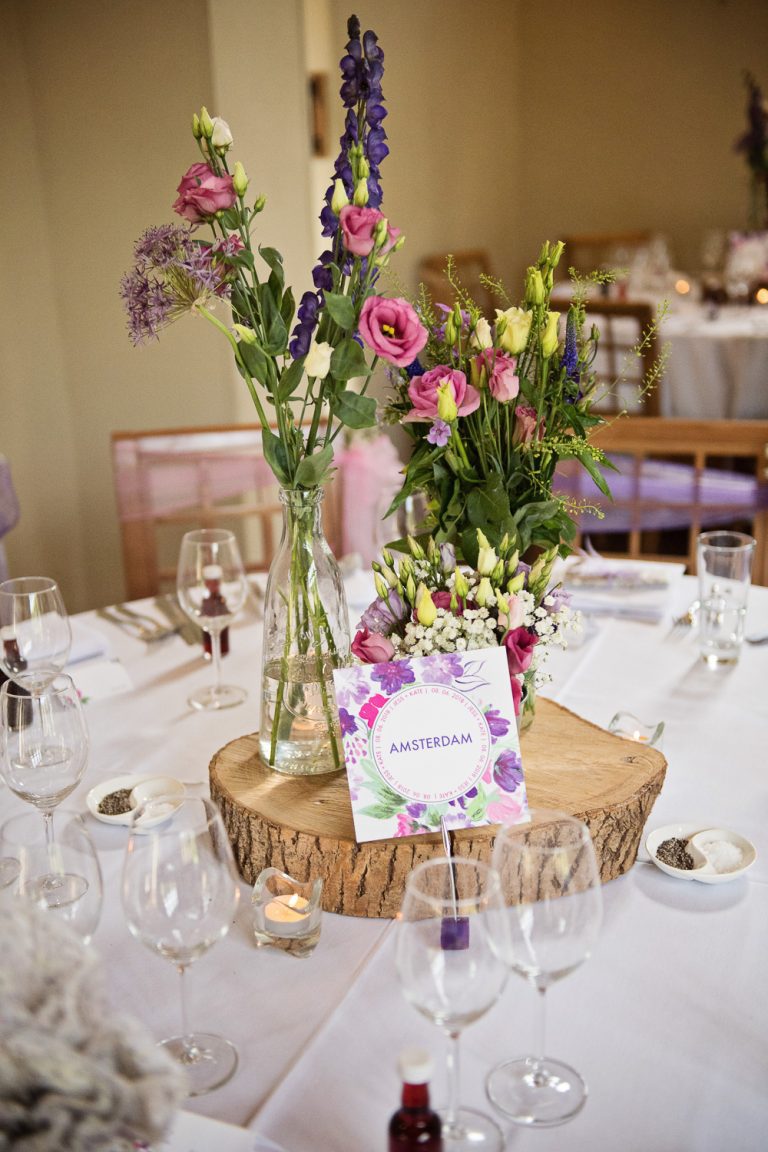 Wedding breakfast set up at Dodmoor House.
