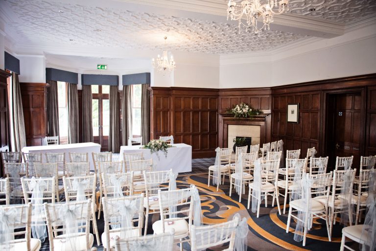 Wedding ceremony layout (no people) at Double Tree Hilton.