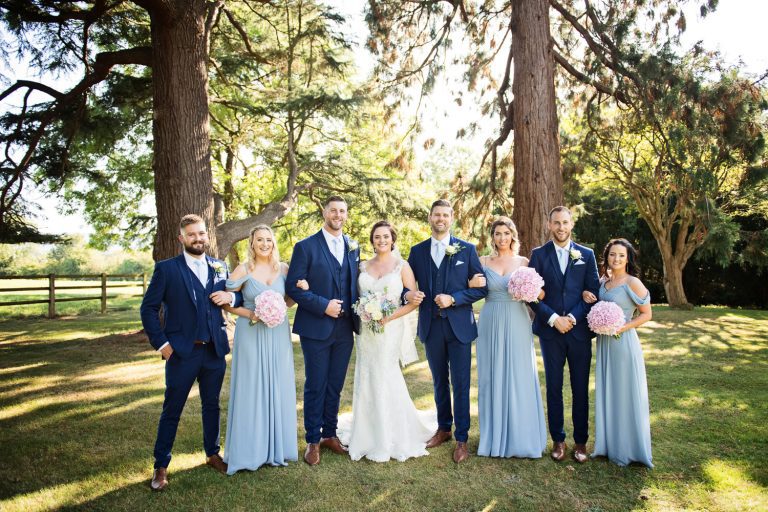 Bridal party in the gardens at Eastington Park