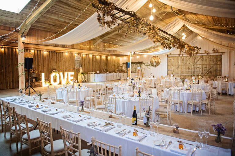 Wedding breakfast set up at Milton Court