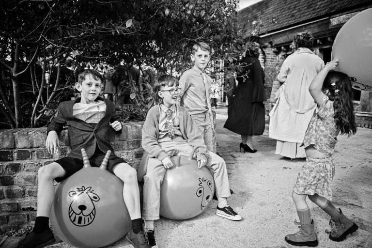 B&W image of kids playing. Cool pic.