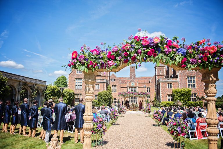 Flower arch at an Hindu ceremony.