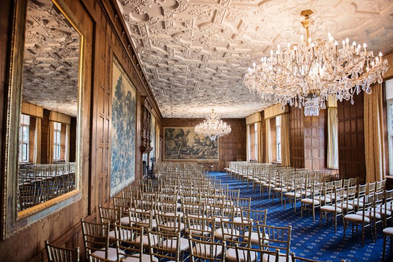 Indoor Civil ceremony layout in North Mymms Park.