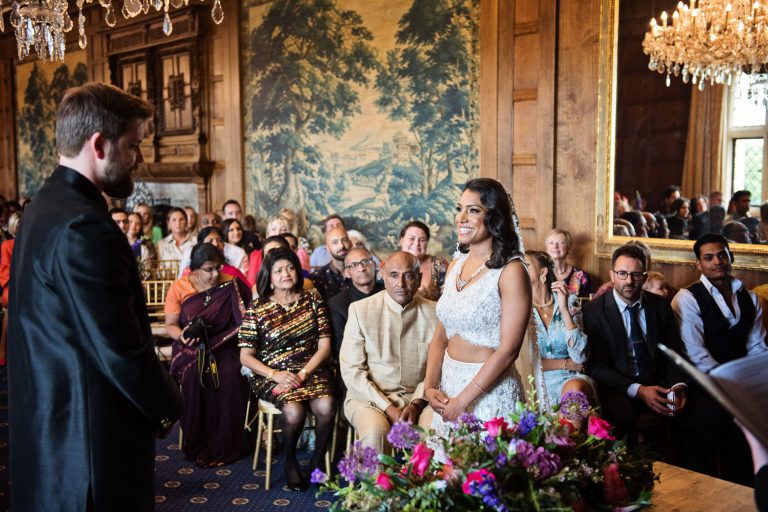 Bride and groom smile at each other during a Civil Wedding ceremony.