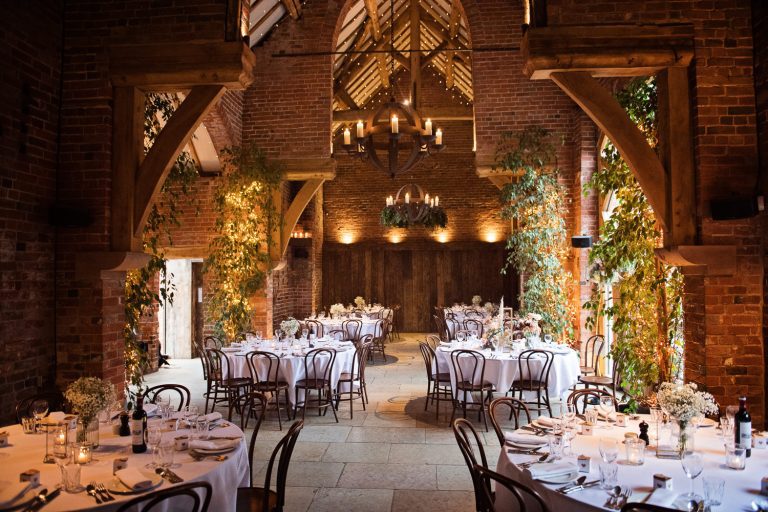 Wedding breakfast set up at Shustoke Barn