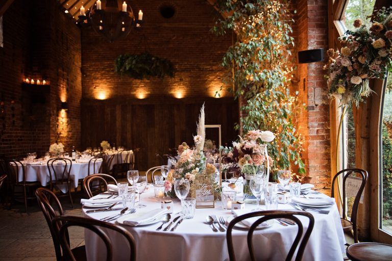 Wedding breakfast table setting.