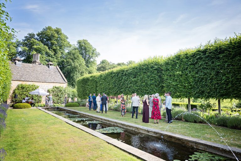 Informal photo of the formal gardens at Temple Guiting Manor.