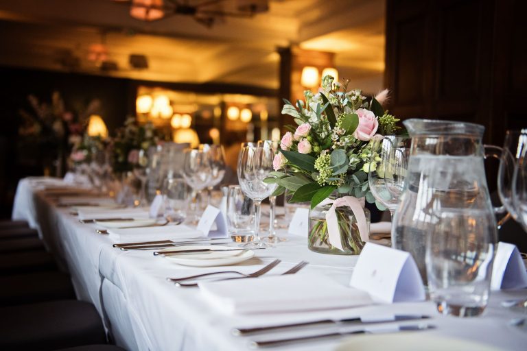 Wedding breakfast set up.