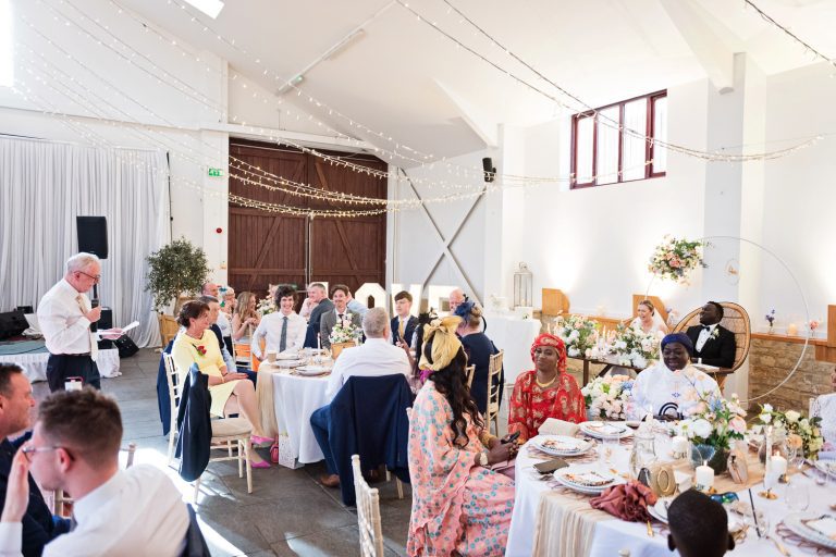 Father of the bride delivers his wedding speech.