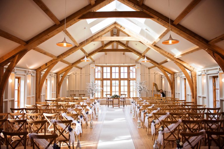 Hyde House wedding ceremony set up.