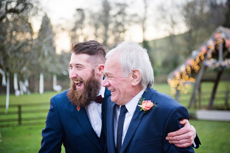 Candid, natural documentary wedding photo of guests having fun.