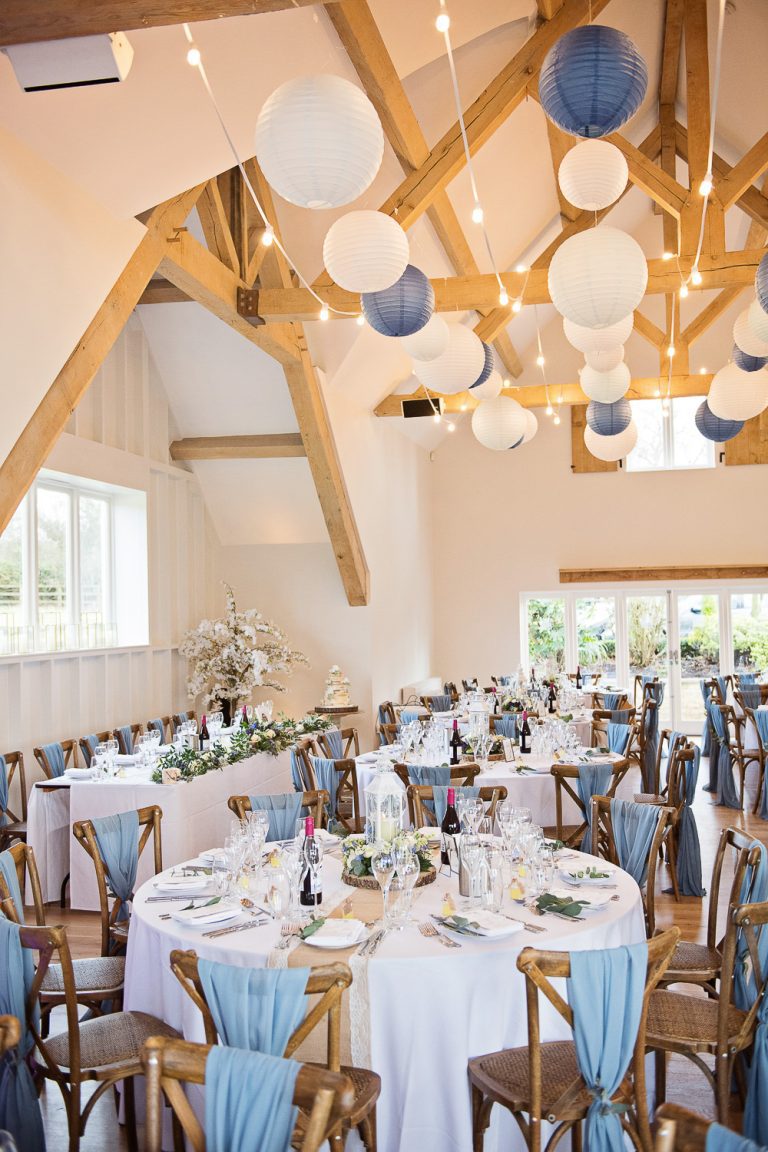 Portrait photo of wedding breakfast set up.