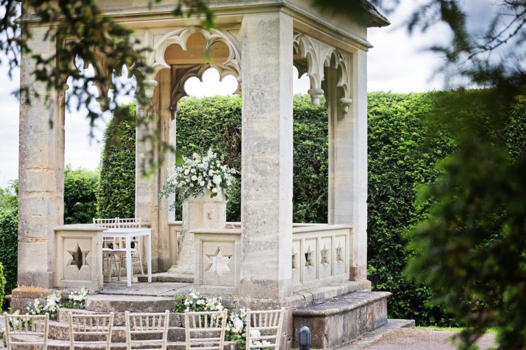 Outdoor wedding ceremony at Ellenborough Park.