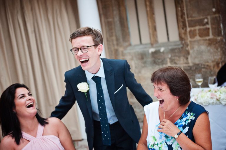 Candid photo of wedding guest at Ellenborough Park.