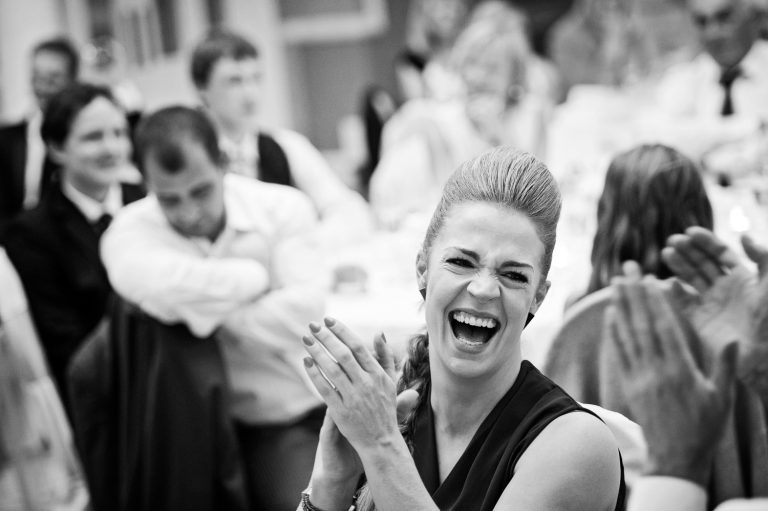Candid photo of wedding guest at Ellenborough Park.