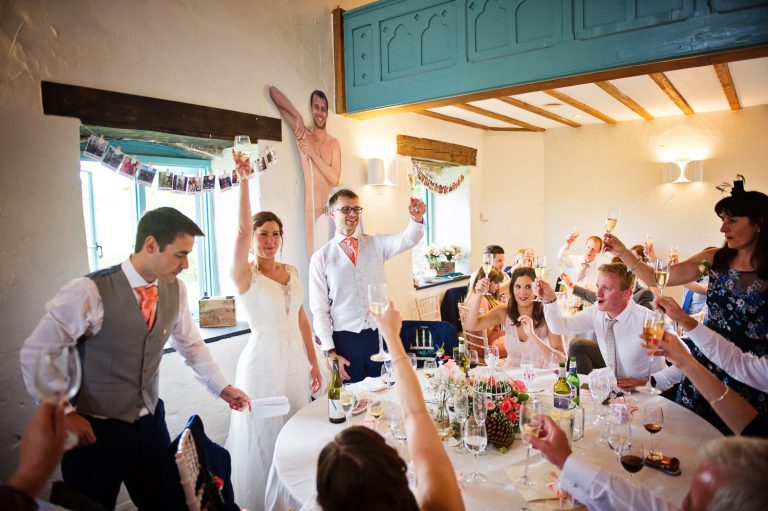 Wedding breakfast celebrations at Priston Mill.