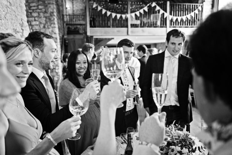 Wedding breakfast celebrations at Priston Mill.