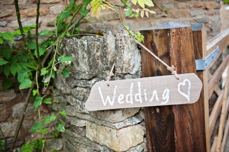 Sign saying wedding