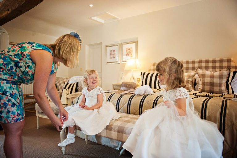 Flower girls getting ready.