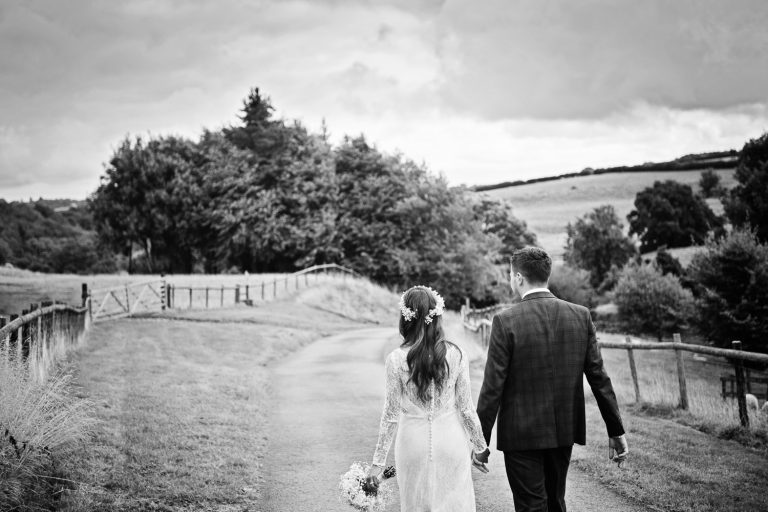 Story telling photo of bride and groom