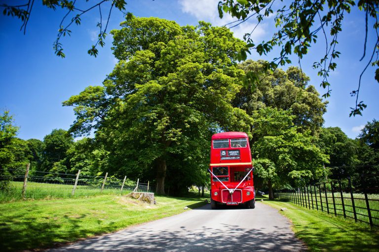 Bus arriving at Painswick Rococo Garden