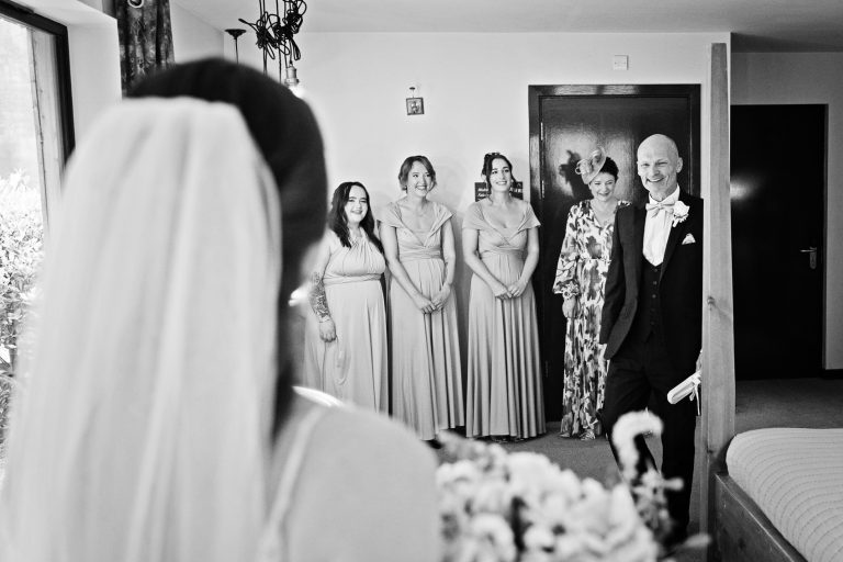 Father of the bride see's his daughter for the first time.