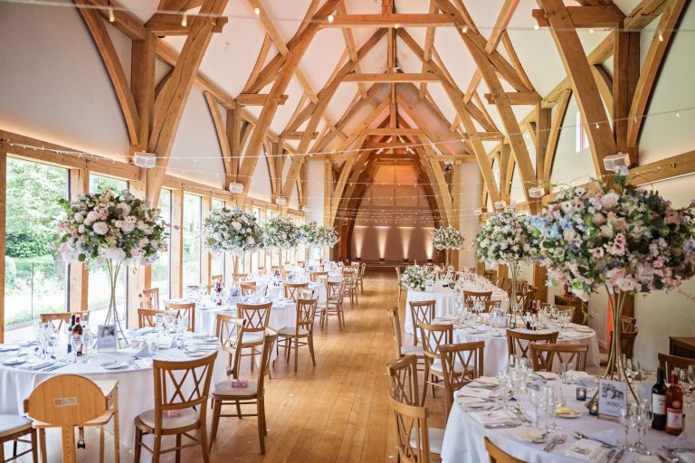 Wedding breakfast set up at The Mill Barns, Bridgenorth.